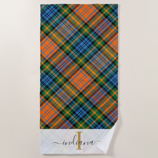 Rustic Plaid Monogram Murray Tartan Custom Strandlaken (Voorkant)