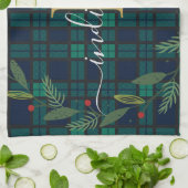 Rustic Plaid Monogram Script Krans Tartan Theedoek (Gevouwen)