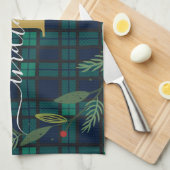 Rustic Plaid Monogram Script Krans Tartan Theedoek (Quarter Fold)