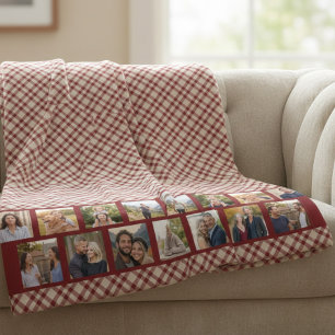 Rustic Plaid Multi Foto Familiegallerij Rood Sherpa Deken