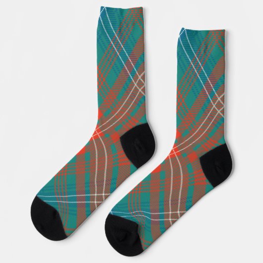 Rustic Plaid Orange Turquoise Wilson Tartan Sokken (Links)