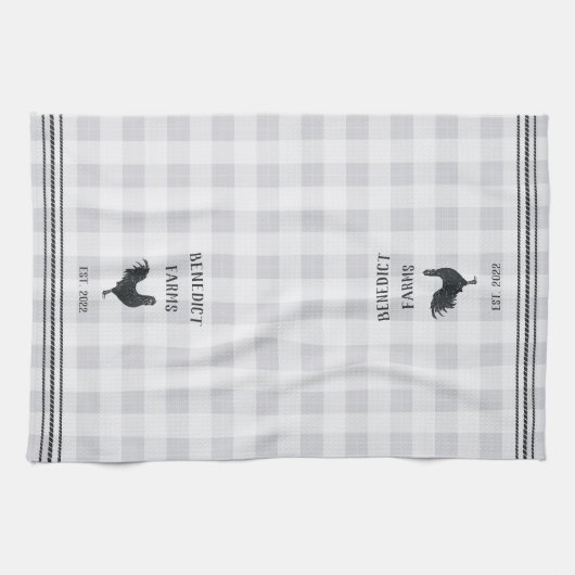 Rustic Plaid Personalized Boerderij Name Theedoek (Horizontaal)