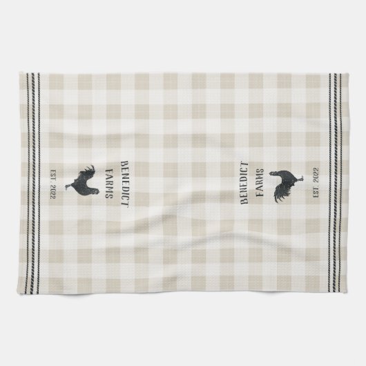 Rustic Plaid Personalized Boerderij Name Theedoek (Horizontaal)
