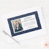 Rustic Plaid Photo Christmas Rechthoekige Sticker (Envelop)