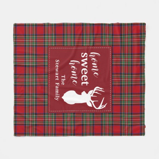 Rustic Plaid Red Check Stewart Tartan Fleece Deken (Voorkant (Horizontaal))