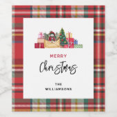 Rustic Plaid Red Green Christmas Holiday Wijn Etiket (Enkel label)