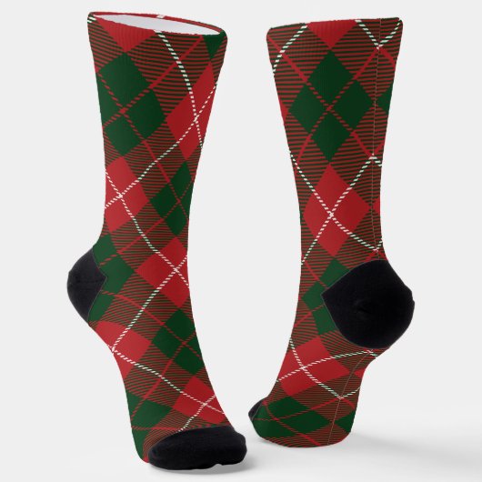 Rustic Plaid Red Green Tartan Holiday Sokken (Gebogen)