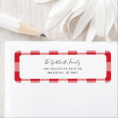 Rustic Plaid Red White Gingham Retouradres Etiket (Insitu)