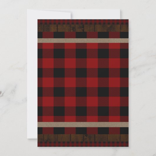 Rustic Plaid Rode Baby Beer Baby shower Unisex Kaart (Achterkant)