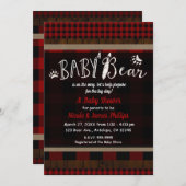 Rustic Plaid Rode Baby Beer Baby shower Unisex Kaart (Voorkant / Achterkant)