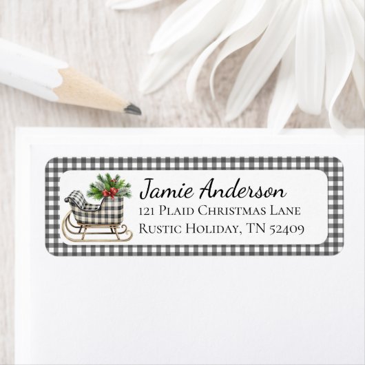 Rustic Plaid slee Christmas retouradres Etiket (Insitu)