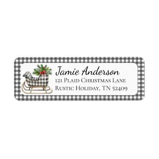 Rustic Plaid slee Christmas retouradres Etiket (Voorkant)