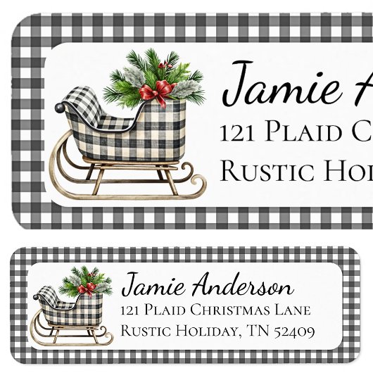 Rustic Plaid slee Christmas retouradres Etiket