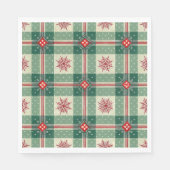 Rustic Plaid Sneeuwvlokken Groen Holiday Patroon Servet (Voorkant)