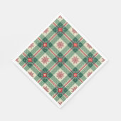 Rustic Plaid Snowflakes Green Holiday Pattern  Servet (Hoek)