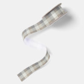 Rustic Plaid Tan Grijs Ivoor Satijnen Lint (Achterkant)