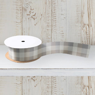 Rustic Plaid Tan Grijs Ivoor Satijnen Lint