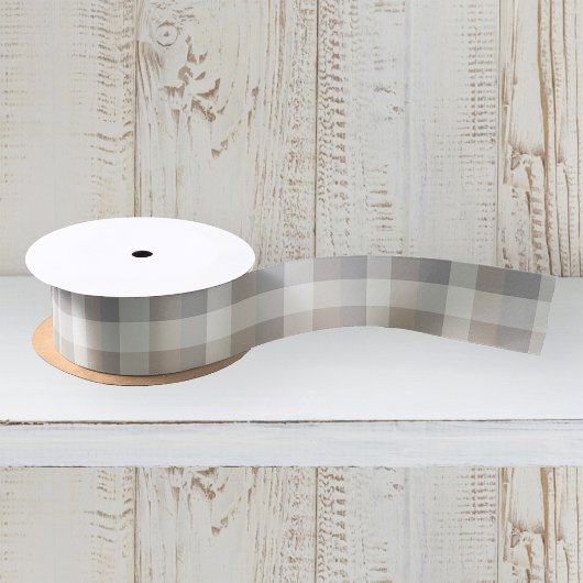 Rustic Plaid Tan Grijs Ivoor Satijnen Lint