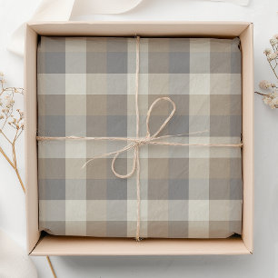 Rustic Plaid Tan Grijs Ivoor Tissuepapier