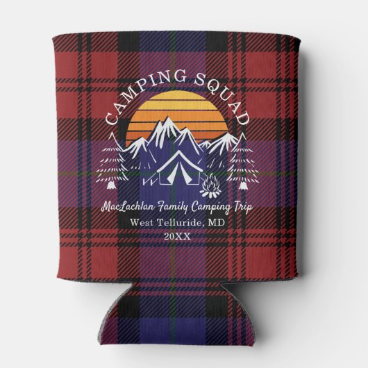 Rustic Plaid Tartan Family Camping Squad Blikjeskoeler (Achterkant)