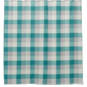 Rustic Plaid Turquoise Grijs Beige Douchegordijn (Voorkant)