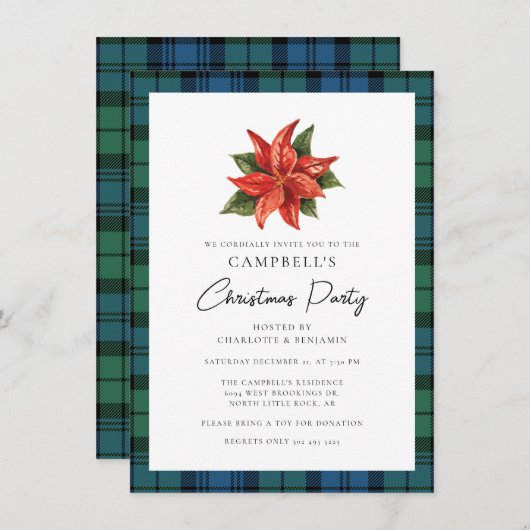 Rustic Plaid Waterverf Campbell Tartan Christmas Kaart (Voorkant / Achterkant)