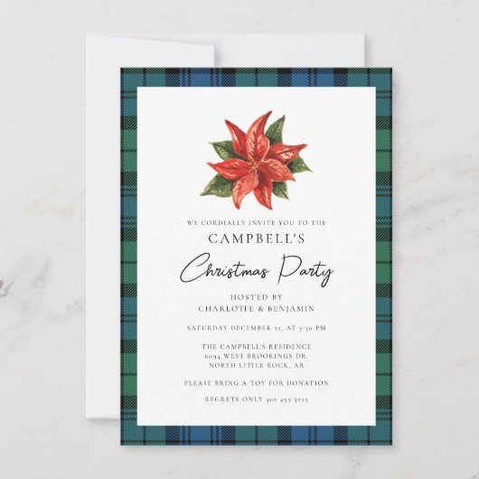 Rustic Plaid Waterverf Campbell Tartan Christmas Kaart (Voorkant)