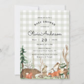 Rustic Plaid Winter Woodland Baby Shower Kaart (Voorkant)