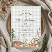 Rustic Plaid Winter Woodland Baby Shower Kaart