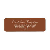 Rustic Plain Terracotta Script Retrun Adres Etiket (Voorkant)