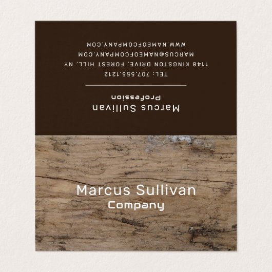 Rustic Plain Wood Double Loyalty Visitekaartje (Buitenkant ongevouwen)