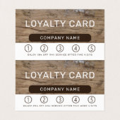 Rustic Plain Wood Double Loyalty Visitekaartje (Binnenkant ongevouwen)