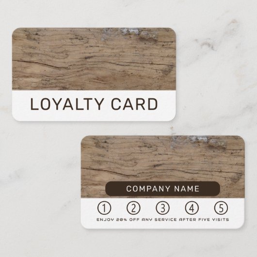 Rustic Plain Wood Klantenkaartje (Voorkant / Achterkant)