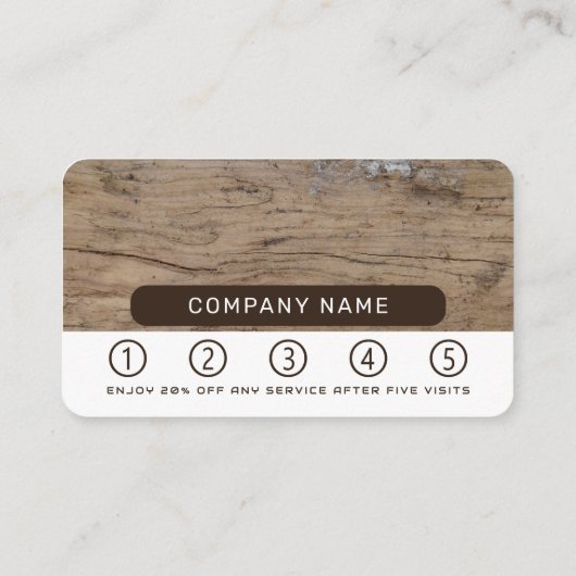 Rustic Plain Wood Klantenkaartje (Achterkant)