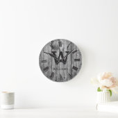 Rustic Planks Wood Custom Family Initiaal Farmhous Ronde Klok (Huis)