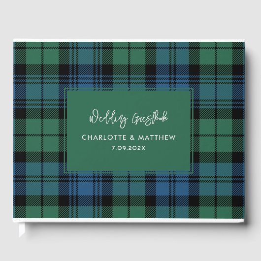 Rustic Playscript Campbell Tartan Wedding Gastenboek (Voorkant)