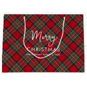 Rustic Playscript Christmas Stewart Tartan Groot Cadeauzakje (Voorkant)