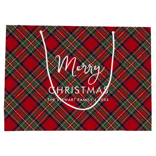Rustic Playscript Christmas Stewart Tartan Groot Cadeauzakje (Achterkant)
