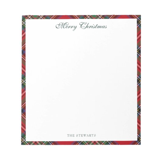 Rustic Playscript Christmas Stewart Tartan Notitieblok (Voorkant)