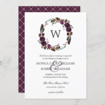 Rustic Plum | Autum Floral Wreath Monogram Weddens