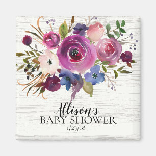 Rustic Plum Blue Lavender Shower Favor Magnet
