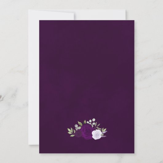 Rustic Plum & Dusty Paarse Floral Virtual Wedding Kaart (Achterkant)