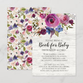 Rustic Plum Floral Baby shower Boek voor Baby Informatiekaartje (Voorkant / Achterkant)