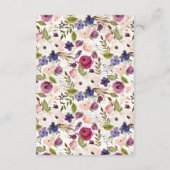 Rustic Plum Floral Baby shower Boek voor Baby Informatiekaartje (Achterkant)