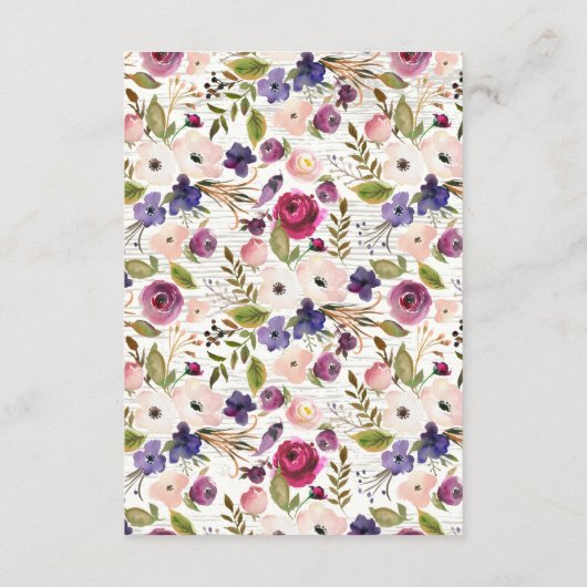 Rustic Plum Floral Baby shower Boek voor Baby Informatiekaartje (Achterkant)