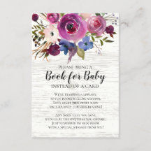 Rustic Plum Floral Baby shower Boek voor Baby