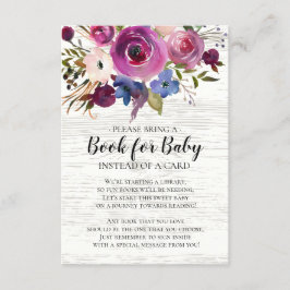 Rustic Plum Floral Baby shower Boek voor Baby Informatiekaartje