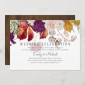 Rustic Plum Ginger Fig Floral Wedding Invite Kaart (Voorkant / Achterkant)