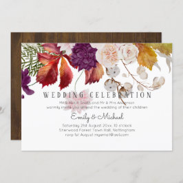 Rustic Plum Ginger Fig Floral Wedding Invite Kaart