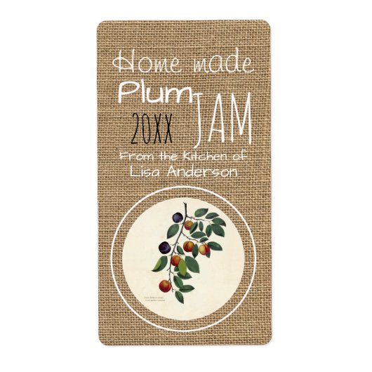  Rustic Plum Jam gepersonaliseerd etiket (Voorkant)